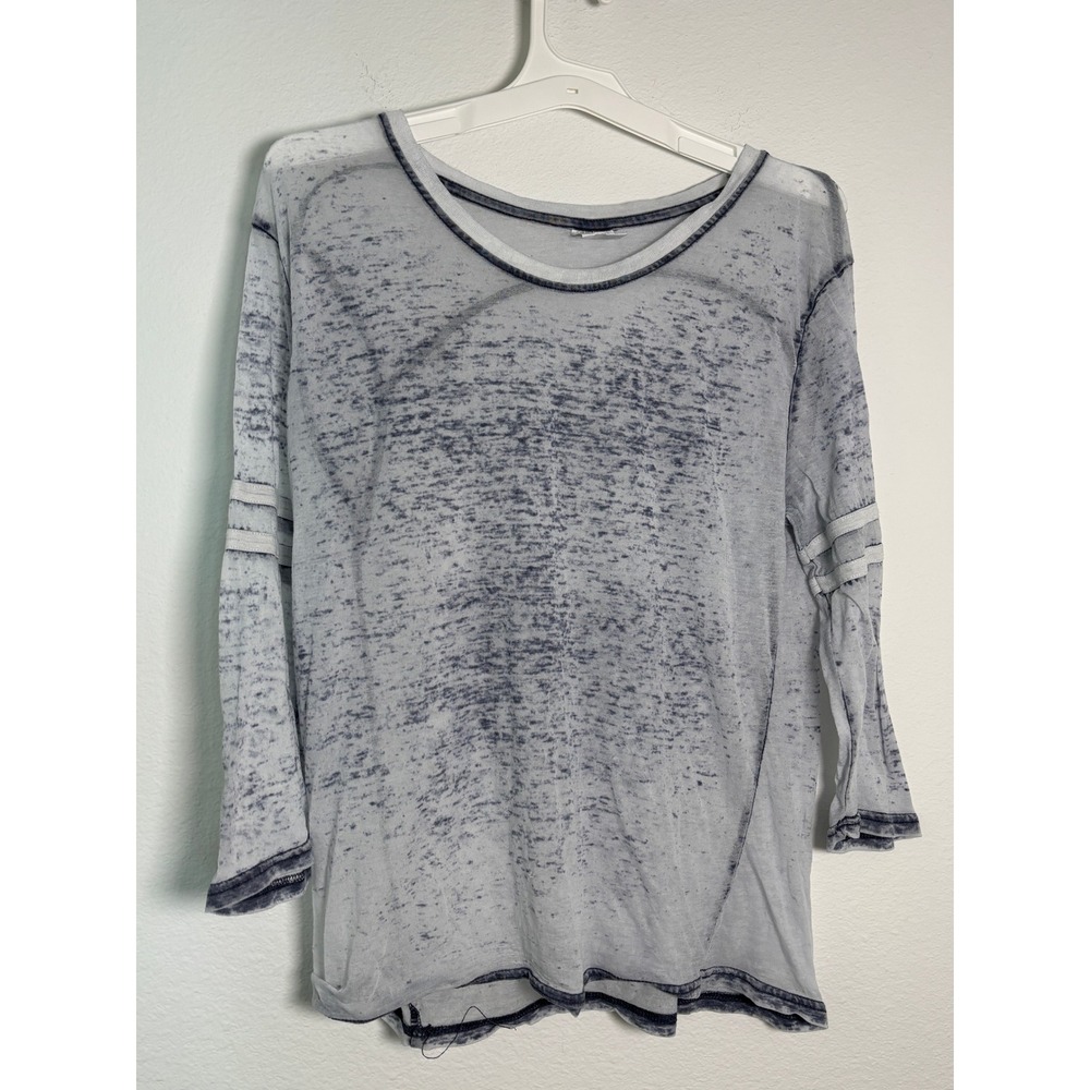 Exist Mens Burnout Wash Long Sleeve T-Shirt Grey White Acid Wash XL Sporty